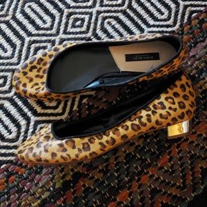 Faux leopard print kitten heels